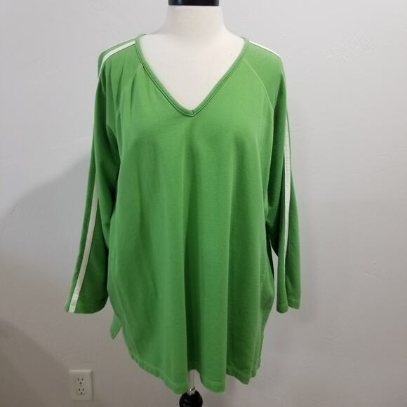 Ulla Popken Tops - Ulla Popken Sweatshirt 1X Pullover V Neck Green Raglan Sleeve Top
